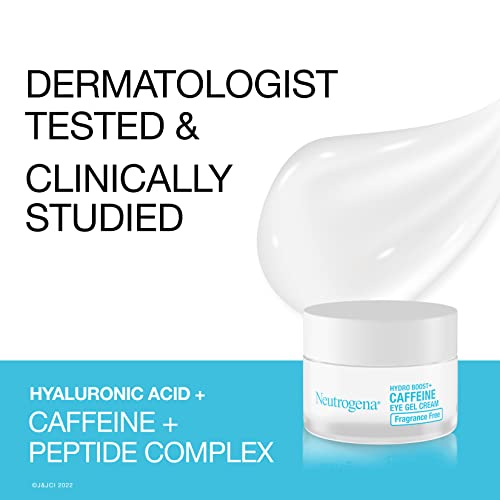 Neutrogena Hydro Boost+ Caffeine Eye Gel Cream, Fragrance-Free Cream with Hyaluronic Acid, Caffeine & Peptide Complex to Reduce the Look of Dark Circles, Fine Lines & Puffiness, 0.5 oz - Image 6