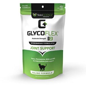 Vetriscience Glycoflex 2 Hip and Joint Supplement with Glucosamine for Cats, 60 Chews - Vet Formulated with MSM, DMG and Perna