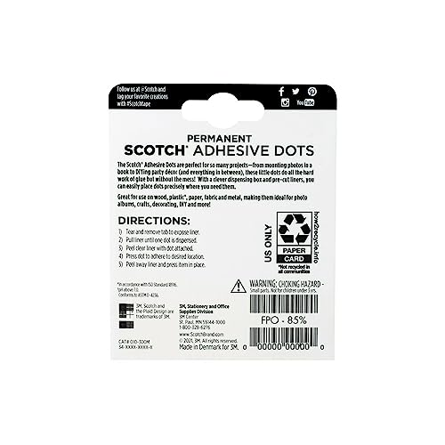 Scotch Adhesive Dots, Medium, 300 Dots/Pack, Easy Dispensing, Permanent, Photo-Safe (010-300M) - Image 2