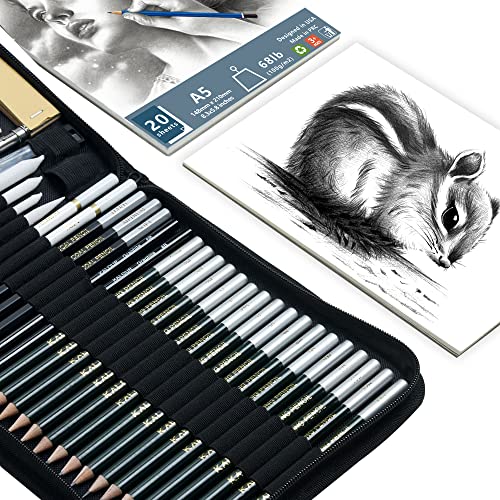 KALOUR 54-Pack Sketch Drawing Pencils Kit with Sketchbook,Include Graphite,Charcoal Pencils and Artists Tools,Pro Art Drawing Supplies for Adults Kids Beginners,ideal for Sketching Shading - Image 7