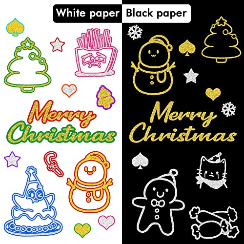 Shuttle Art 28 Pack Double Line Outline Markers, 14 Silver and 14 Gold Colors Squiggles Shimmer Markers Set, Self Outline Metallic Marker Pens for Drawing, Christmas Greeting Card, DIY Crafts - Image 5