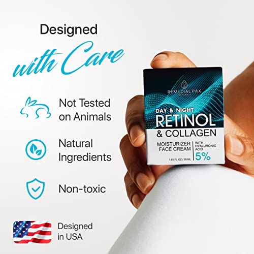 Face Moisturizer Retinol Cream - Day & Night Moisturizing Cream - Neck & Neckline Cream with Collagen & Hyaluronic Acid - Skin Care Facial Moisturizer for Women & Men - Image 3