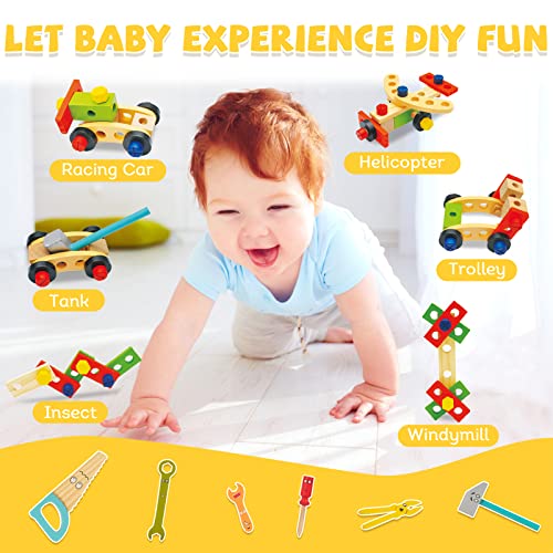 Bravmate Kids Tool Set, Pretend Play Toddler Wooden Tool Toys with Tool Box, Educational DIY STEM Toys for Boys and Girls Age 3, 4, 5 and Up (37 Pieces) - Image 6