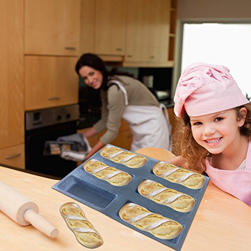 Bluedrop Silicone Bread Forms Square Shape Bread Molds Non Stick Bakery Trays Silicone Coated Fiber Glass 6 Caves Rectangle Moulds - Image 5